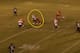 Flowers routinely runs through tackles.