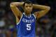 ATLANTA, GA - MARCH 16: Andrew Harrison #5 of the Kentucky Wildcats reacts after being called for a foul in the first half against the Florida Gators during the Championship game of the 2014 Men's SEC Basketball Tournament at Georgia Dome on March 16, 20
