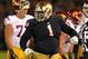 SOUTH BEND, IN - OCTOBER 19: Louis Nix III #1 of the Notre Dame Fighting Irish celebrates near the end of the game against the University of Southern California Trojans at Notre Dame Stadium on October 19, 2013 in South Bend, Indiana. Notre Dame defeated
