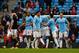MANCHESTER, ENGLAND - APRIL 05: Samir Nasri of Manchester City tries to separate arguing teamates Martin Demichelis (R) and Yaya Toure (L) during the Barclays Premier League match between Manchester City and Southampton at Etihad Stadium on April 5, 201