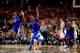 ARLINGTON, TX - APRIL 05: James Young #1 of the Kentucky Wildcats reacts after defeating the Wisconsin Badgers 74-73 in the NCAA Men's Final Four Semifinal at AT&T Stadium on April 5, 2014 in Arlington, Texas. (Photo by Jamie Squire/Getty Images)