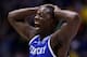INDIANAPOLIS, IN - MARCH 30: Julius Randle #30 of the Kentucky Wildcats celebrates after defeating the Michigan Wolverines 75 to 72 in the midwest regional final of the 2014 NCAA Men's Basketball Tournament at Lucas Oil Stadium on March 30, 2014 in India