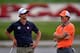 PALM BEACH GARDENS, FL - FEBRUARY 27: Rory McIlroy of Northern Ireland (R) and Adam Scott of Australia talk to one another during the first round of The Honda Classic at PGA National Resort and Spa on February 27, 2014 in Palm Beach Gardens, Florida. (P