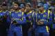 MUMBAI, INDIA - APRIL 02: Kumar Sangakkara (L) captain of Sri Lanka looks on dejectedly alongside Tillakaratne Dilshan (R) at the trophy presentation after their six wicket defeat during the 2011 ICC World Cup Final between India and Sri Lanka at Wankhed