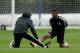 Eto'o in training with Chelsea on Monday, ahead of Tuesday's Champions League match