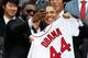 WASHINGTON, DC - APRIL 01: Boston Red Sox designated hitter David Ortiz (L) poses for a 'selfie' with U.S. President Barack Obama during a ceremony on the South Lawn of the White House to honor the 2013 World Series Champion Boston Red Sox April 1, 2014