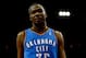 HOUSTON, TX - APRIL 04: Kevin Durant #35 of the Oklahoma City Thunder looks on against the Houston Rockets during a game at the Toyota Center on April 4, 2014 in Houston, Texas. NOTE TO USER: User expressly acknowledges and agrees that, by downloading an