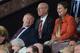 MANCHESTER, ENGLAND - SEPTEMBER 14: Former Manchester United manager Sir Alex Ferguson sits with Sir Bobby Charlton and his wife Norma during the Barclays Premier League match between Manchester United and Crystal Palace at Old Trafford on September 14,