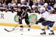 ANAHEIM, CA - DECEMBER 10: David Backes #42 of the St. Louis Blues defends a pass from Ryan Getzlaf #15 of the Anaheim Ducks during the game on December 10, 2008 at Honda Center in Anaheim, California. (Photo by Debora Robinson/NHLI via Getty Images)