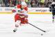COLUMBUS, OH - JANUARY 10: Zach Boychuk #32 of the Carolina Hurricanes skates with the puck against the Columbus Blue Jackets on January 10, 2014 at Nationwide Arena in Columbus, Ohio. (Photo by Jamie Sabau/NHLI via Getty Images)