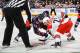 COLUMBUS, OH - MARCH 18: Ryan Johansen #19 of the Columbus Blue Jackets and Manny Malhotra #22 of the Carolina Hurricanes take a face off on March 18, 2014 at Nationwide Arena in Columbus, Ohio. (Photo by Jamie Sabau/NHLI via Getty Images)
