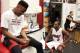 MIAMI, FL - APRIL 6: Norris Cole #30 and Toney Douglas #0 of the Miami Heat prepare before the game against the New York Knicks on April 6, 2014 at American Airlines Arena in Miami. NOTE TO USER: User expressly acknowledges and agrees that, by downloading