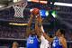 ARLINGTON, TX - APRIL 07: Julius Randle #30 of the Kentucky Wildcats and Amida Brimah #35 of the Connecticut Huskies battle for a rebound during the NCAA Men's Final Four Championship at AT&T Stadium on April 7, 2014 in Arlington, Texas. (Photo by Jamie