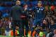 MANCHESTER, ENGLAND - APRIL 01: Pep Guardiola head coach of Bayern Muenchen has words with Toni Kroos of Bayern Muenchen during the UEFA Champions League Quarter Final first leg match between Manchester United and FC Bayern Muenchen at Old Trafford on Ap