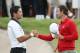 SYDNEY, AUSTRALIA - NOVEMBER 29: Adam Scott of Australia and Jason Day of Australia shake hands at the end of their rounds during day two of the Australian Open at Royal Sydney Golf Club on November 29, 2013 in Sydney, Australia. (Photo by Mark Metcalfe