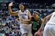 NASHVILLE, TN - APRIL 08: Stefanie Dolson #31 of the Connecticut Huskies tries to defend Kayla McBride #21 of the Notre Dame Fighting Irish during the NCAA Women's Basketball Tournament Championship game at Bridgestone Arena on April 8, 2014 in Nashville