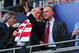 LONDON, ENGLAND - MAY 25: Uli Hoeness President of Bayern Muenchen (L) and Karl-Heinz Rummenigge ahead of the UEFA Champions League final match between Borussia Dortmund and FC Bayern Muenchen at Wembley Stadium on May 25, 2013 in London, United Kingdom.