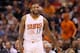 PHOENIX, AZ - APRIL 06: P.J. Tucker #17 of the Phoenix Suns during the NBA game against the Oklahoma City Thunder at US Airways Center on April 6, 2014 in Phoenix, Arizona. The Suns defeated the Thunder 122-115. NOTE TO USER: User expressly acknowledges