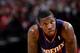 PORTLAND, OR - APRIL 4: Eric Bledsoe #2 of the Phoenix Suns stands on the court during a game against the Portland Trail Blazers on April 4, 2014 at the Moda Center Arena in Portland, Oregon. NOTE TO USER: User expressly acknowledges and agrees that, by d