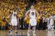 OAKLAND, CA - APRIL 28: Harrison Barnes #40 and Klay Thompson #11 of the Golden State Warriors against the Denver Nuggets in Game Four of the Western Conference Quarterfinals during the 2013 NBA Playoffs on April 28, 2013 at Oracle Arena in Oakland, Calif