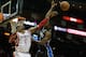 HOUSTON, TX - DECEMBER 08: Dwight Howard #12 of the Houston Rockets blocks a shot from Maurice Harkless #21 of the Orlando Magic at Toyota Center on December 8, 2013 in Houston, Texas. NOTE TO USER: User expressly acknowledges and agrees that, by downloa