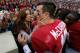 TUSCALOOSA, AL - NOVEMBER 23: AJ McCarron #10 of the Alabama Crimson Tide celebrates their 49-0 win over the Chattanooga Mocs with his girlfriend Katherine Webb at Bryant-Denny Stadium on November 23, 2013 in Tuscaloosa, Alabama. (Photo by Kevin C. Cox/
