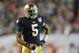 Jan 7, 2013; Miami, FL, USA; Notre Dame Fighting Irish quarterback Everett Golson (5) reacts during the second half of the 2013 BCS Championship game at Sun Life Stadium. Mandatory Credit: Steve Mitchell-USA TODAY Sports