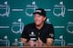 AUGUSTA, GA - APRIL 08: Phil Mickelson of the United States speaks with the media during a practice round prior to the start of the 2014 Masters Tournament at Augusta National Golf Club on April 8, 2014 in Augusta, Georgia. (Photo by Rob Carr/Getty Imag