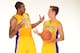 EL SEGUNDO, CA - OCTOBER 1: Dwight Howard #12 and Steve Nash #10 of the Los Angeles Lakers pose for a photo during Media Day at Toyota Sports Center on October 1, 2012 in El Segundo, California. NOTE TO USER: User expressly acknowledges and agrees that,