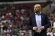Apr 5, 2014; Philadelphia, PA, USA; Brooklyn Nets head coach Jason Kidd during the fourth quarter against the Philadelphia 76ers at the Wells Fargo Center. The Nets defeated the Sixers 105-101. Mandatory Credit: Howard Smith-USA TODAY Sports