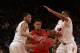 NEW YORK, NY - APRIL 1: K.J. McDaniels #32 of the Clemson Tigers drives by Ben Moore #34 of the Southern Methodist Mustangs during the NIT Championship semifinals at Madison Square Garden on April 1, 2014 in New York City. (Photo by Jeff Zelevansky/Get