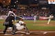 SAN FRANCISCO, CA - SEPTEMBER 25: Paul Goldschmidt #44 of the Arizona Diamondbacks hits a sacrifice fly off of Tim Lincecum #55 of the San Francisco Giants that scored Adam Eaton #6 in the first inning at AT&T Park on September 25, 2012 in San Francisco,