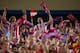 MADRID, SPAIN - APRIL 09: Atletico de Madrid fans celebrate during the UEFA Champions League Quarter Final second leg match between Club Atletico de Madrid and FC Barcelona at Vicente Calderon Stadium on April 9, 2014 in Madrid, Spain. (Photo by Gonzalo
