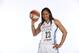 MINNEAPOLIS, MN - MARCH 17: Maya Moore of the Minnesota Lynx poses for portraits wearing the new home uniform which displays the logo of the marquee jersey partner, the Mayo Clinic, on March 17, 2014 at Target Center in Minneapolis, Minnesota. NOTE TO U