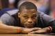 PHOENIX, AZ - APRIL 06: Russell Westbrook #0 of the Oklahoma City Thunder lays on the court as he warms up before the NBA game against the Phoenix Suns at US Airways Center on April 6, 2014 in Phoenix, Arizona. NOTE TO USER: User expressly acknowledges