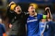 LONDON, ENGLAND - APRIL 08: Frank Lampard and John Terry of Chelsea celebrate victory during the UEFA Champions League Quarter Final second leg match between Chelsea and Paris Saint-Germain FC at Stamford Bridge on April 8, 2014 in London, England. (Phot