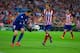 MADRID, SPAIN - APRIL 09: Thibaut Courtois of Club Atletico de Madrid collects the ball during the UEFA Champions League Quarter Final second leg match between Club Atletico de Madrid and FC Barcelona at Vicente Calderon Stadium on April 9, 2014 in Madri