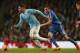 MANCHESTER, ENGLAND - FEBRUARY 15: Javi Garcia of Manchester City is pursued by Nemanja Matic of Chelsea during the FA Cup Fifth Round match sponsored by Budweiser between Manchester City and Chelsea at Etihad Stadium on February 15, 2014 in Manchester,