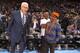 NEW YORK, NY - April 5: Phil Jackson and Spike Lee share a laugh before the game between the New York Knicks and the Milwaukee Bucks on April 5, 2013 at Madison Square Garden in New York City. NOTE TO USER: User expressly acknowledges and agrees that, by