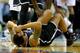 CHARLOTTE, NC - NOVEMBER 20: Deron Williams #8 of the Brooklyn Nets reacts after an injury in the first half during their game against the Charlotte Bobcats at Time Warner Cable Arena on November 20, 2013 in Charlotte, North Carolina. NOTE TO USER: User