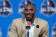 NEW ORLEANS, LA - FEBRUARY 16: Kobe Bryant of the Los Angeles Lakers addresses the media before the 2014 NBA All-Star game at the Smoothie King Center on February 16, 2014 in New Orleans, Louisiana. NOTE TO USER: User expressly acknowledges and agrees th