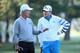 AUGUSTA, GA - APRIL 10: Jonas Blixt of Sweden chats with Ben Crenshaw of the United States on the first green during the first round of the 2014 Masters Tournament at Augusta National Golf Club on April 10, 2014 in Augusta, Georgia. (Photo by Andrew Red