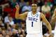 RALEIGH, NC - MARCH 21: Jabari Parker #1 of the Duke Blue Devils reacts in the second half against the Mercer Bears in the second round of the 2014 NCAA Men's Basketball Tournament at PNC Arena on March 21, 2014 in Raleigh, North Carolina. (Photo by Str