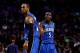BOSTON, MA - NOVEMBER 11: Victor Oladipo #5 celebrates a basket with Arron Afflalo #4 of the Orlando Magic against the Boston Celtics during a game at the TD Garden on November 11, 2013 in Boston, Massachusetts. NOTE TO USER: User expressly acknowledges a