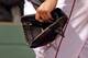 BOSTON, MA - OCTOBER 23: A detailed view of Jon Lester #31 of the Boston Red Sox glove as he leaves the game in the eighth inning against the St. Louis Cardinals during Game One of the 2013 World Series at Fenway Park on October 23, 2013 in Boston, Massa