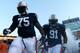 AUBURN, AL - SEPTEMBER 14: Deon Mix #75 and Tyler Nero #91 of the Auburn Tigers against the Mississippi State Bulldogs at Jordan-Hare Stadium on September 14, 2013 in Auburn, Alabama. (Photo by Kevin C. Cox/Getty Images)