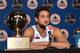 NEW ORLEANS, LA - FEBRUARY 15: Marco Belinelli #8 of the San Antonio Spurs addresses the media during State Farm All-Star Saturday Night as part of the 2014 All-Star Weekend at Smoothie King Center on February 15, 2014 in New Orleans, Louisiana. NOTE TO U