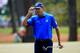 AUGUSTA, GA - APRIL 12: Matt Kuchar of the United States waves after making a putt for birdie on the third hole during the third round of the 2014 Masters Tournament at Augusta National Golf Club on April 12, 2014 in Augusta, Georgia. (Photo by Rob Carr