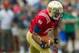 Apr 12, 2014; Notre Dame, IN, USA; Notre Dame Fighting Irish quarterback Everett Golson (5) runs with the ball to score a touchdown in the second quarter of the Blue-Gold game at Notre Dame Stadium. Mandatory Credit: Matt Cashore-USA TODAY Sports