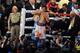 LAS VEGAS, NV - APRIL 12: Manny Pacquiao celebrates after his unanimous decision victory over Timothy Bradley during their WBO world welterweight championship boxing match at the MGM Grand Garden Arena on April 12, 2014 in Las Vegas, Nevada. (Photo by D